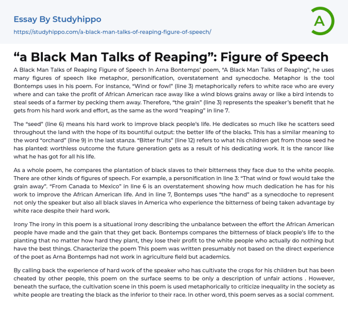 A black man talks of reaping