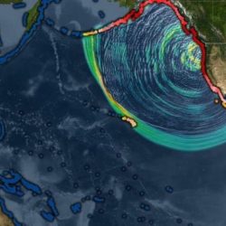 How far inland would a 2 mile high tsunami travel