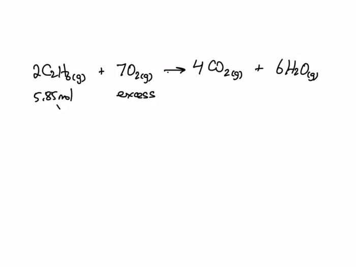 Ethane dioxide reacts mol formed moles